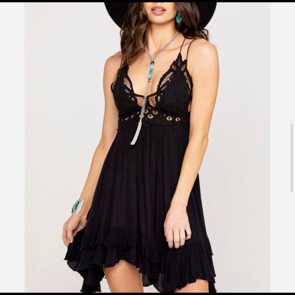 FREE PEOPLE BLACK ADELLA MINI DRESS